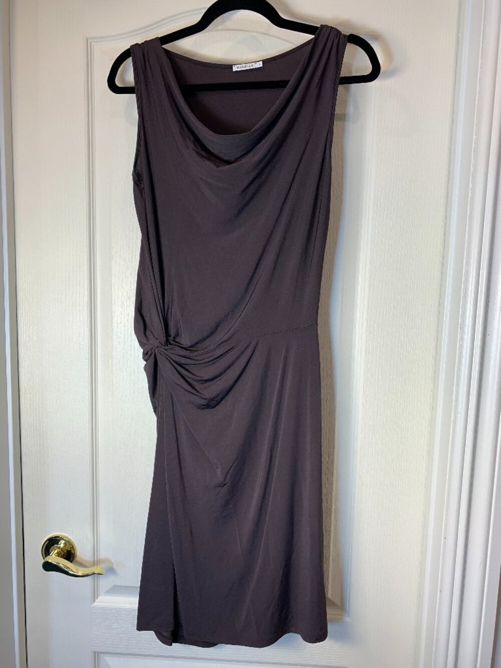 Marella Brown Ruched Dress Women’s Large (EU) Sleeveless Italian Elegant Stretch
